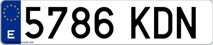 Ejemplo de matrícula española 5786 KDN