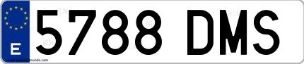 Ejemplo de matrícula española 5788 DMS
