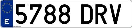 Ejemplo de matrícula española 5788 DRV