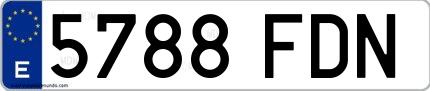 Ejemplo de matrícula española 5788 FDN