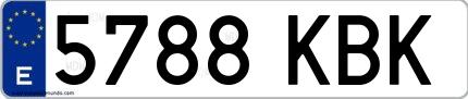 Ejemplo de matrícula española 5788 KBK
