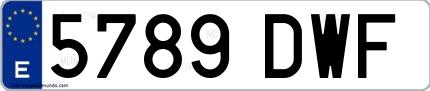 Ejemplo de matrícula española 5789 DWF