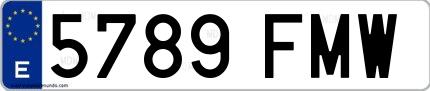 Ejemplo de matrícula española 5789 FMW