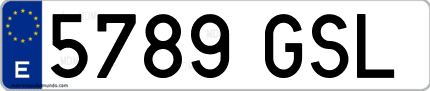 Ejemplo de matrícula de coche ordinaria 5789 GSL