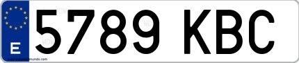 Ejemplo de matrícula española 5789 KBC