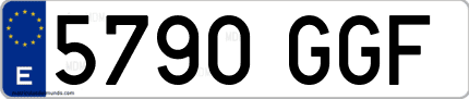 Ejemplo de matrícula de coche ordinaria 5790 GGF
