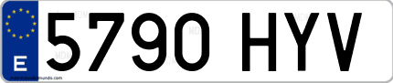 Ejemplo de matrícula de coche ordinaria 5790 HYV