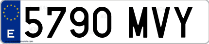Ejemplo de matrícula de coche ordinaria 5790 MVY