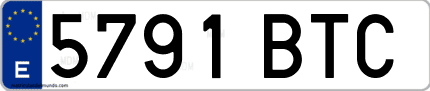 Ejemplo de matrícula de coche ordinaria 5791 BTC