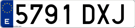 Ejemplo de matrícula de coche ordinaria 5791 DXJ