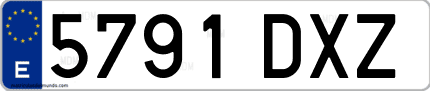 Ejemplo de matrícula de coche ordinaria 5791 DXZ