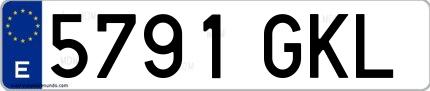Ejemplo de matrícula española 5791 GKL