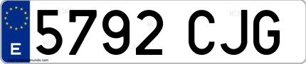 Ejemplo de matrícula española 5792 CJG