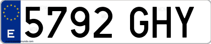 Ejemplo de matrícula de coche ordinaria 5792 GHY