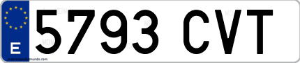 Ejemplo de matrícula de coche ordinaria 5793 CVT