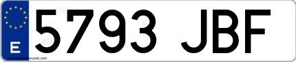 Ejemplo de matrícula española 5793 JBF