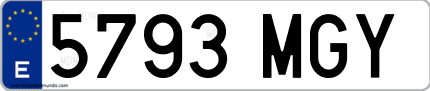 Ejemplo de matrícula de coche ordinaria 5793 MGY