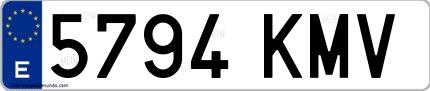 Ejemplo de matrícula española 5794 KMV
