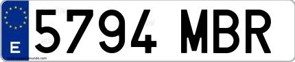Ejemplo de matrícula española 5794 MBR
