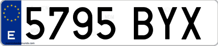 Ejemplo de matrícula de coche ordinaria 5795 BYX