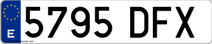 Ejemplo de matrícula de coche ordinaria 5795 DFX