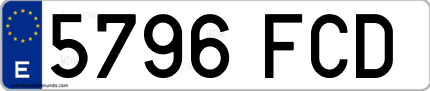Ejemplo de matrícula de coche ordinaria 5796 FCD