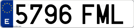 Ejemplo de matrícula de coche ordinaria 5796 FML