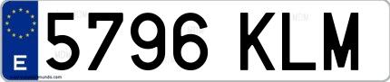 Ejemplo de matrícula española 5796 KLM