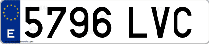 Ejemplo de matrícula de coche ordinaria 5796 LVC
