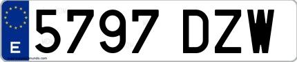 Ejemplo de matrícula española 5797 DZW