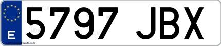 Ejemplo de matrícula española 5797 JBX