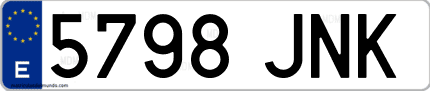 Ejemplo de matrícula de coche ordinaria 5798 JNK
