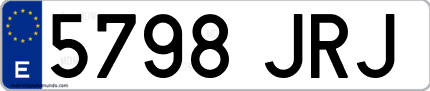Ejemplo de matrícula de coche ordinaria 5798 JRJ