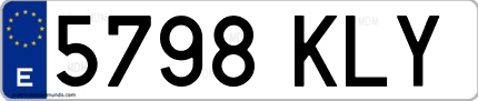 Ejemplo de matrícula de coche ordinaria 5798 KLY