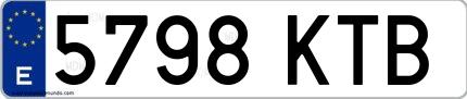 Ejemplo de matrícula española 5798 KTB