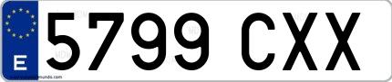 Ejemplo de matrícula española 5799 CXX