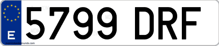 Ejemplo de matrícula de coche ordinaria 5799 DRF
