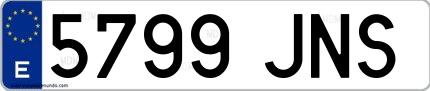 Ejemplo de matrícula española 5799 JNS