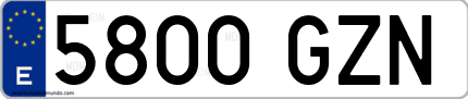 Ejemplo de matrícula de coche ordinaria 5800 GZN
