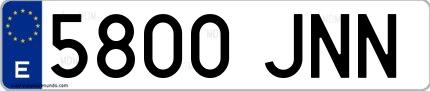 Ejemplo de matrícula española 5800 JNN