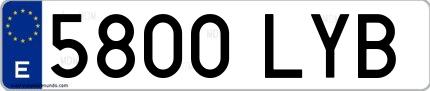 Ejemplo de matrícula española 5800 LYB
