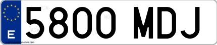 Ejemplo de matrícula española 5800 MDJ