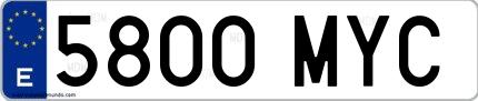 Ejemplo de matrícula española 5800 MYC