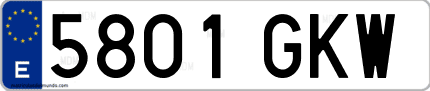 Ejemplo de matrícula de coche ordinaria 5801 GKW