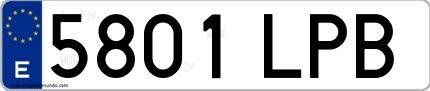 Ejemplo de matrícula española 5801 LPB