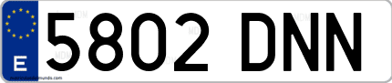 Ejemplo de matrícula de coche ordinaria 5802 DNN
