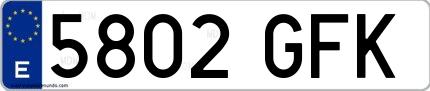 Ejemplo de matrícula española 5802 GFK