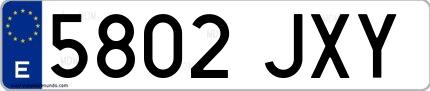 Ejemplo de matrícula española 5802 JXY