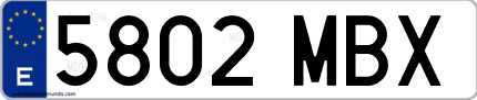 Ejemplo de matrícula de coche ordinaria 5802 MBX