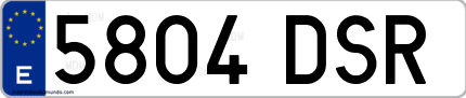 Ejemplo de matrícula de coche ordinaria 5804 DSR